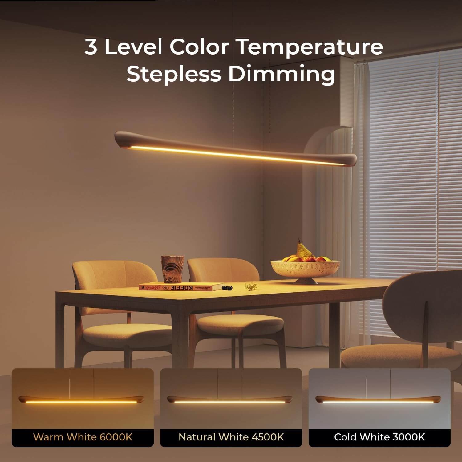 42" Wood Linear Pendant Light