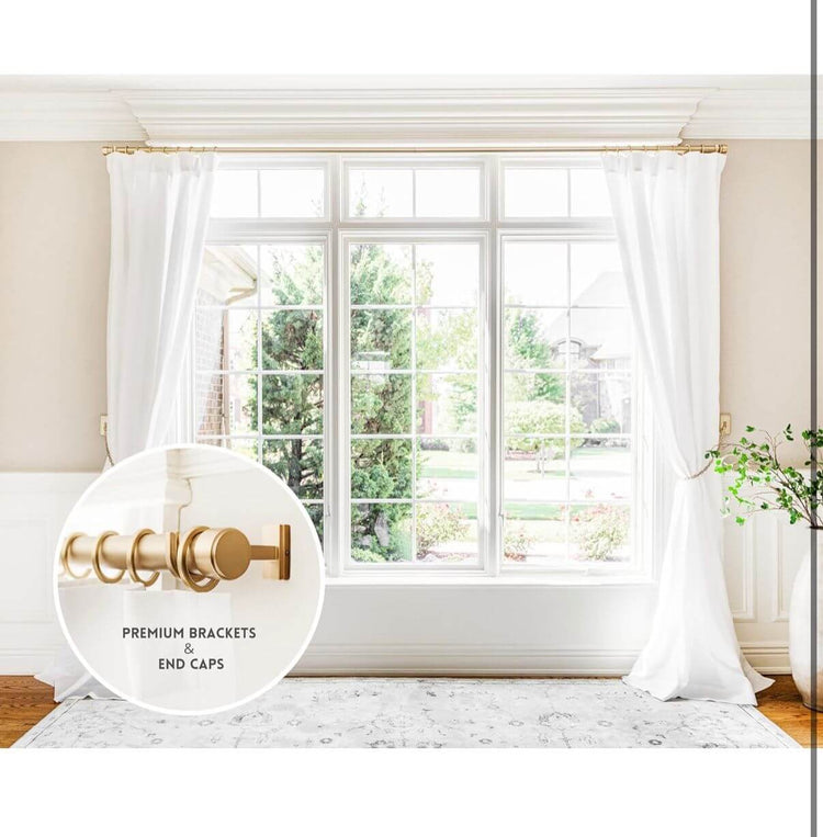 Premium 11 ft Brushed Gold Curtain Rod with Durable Brackets