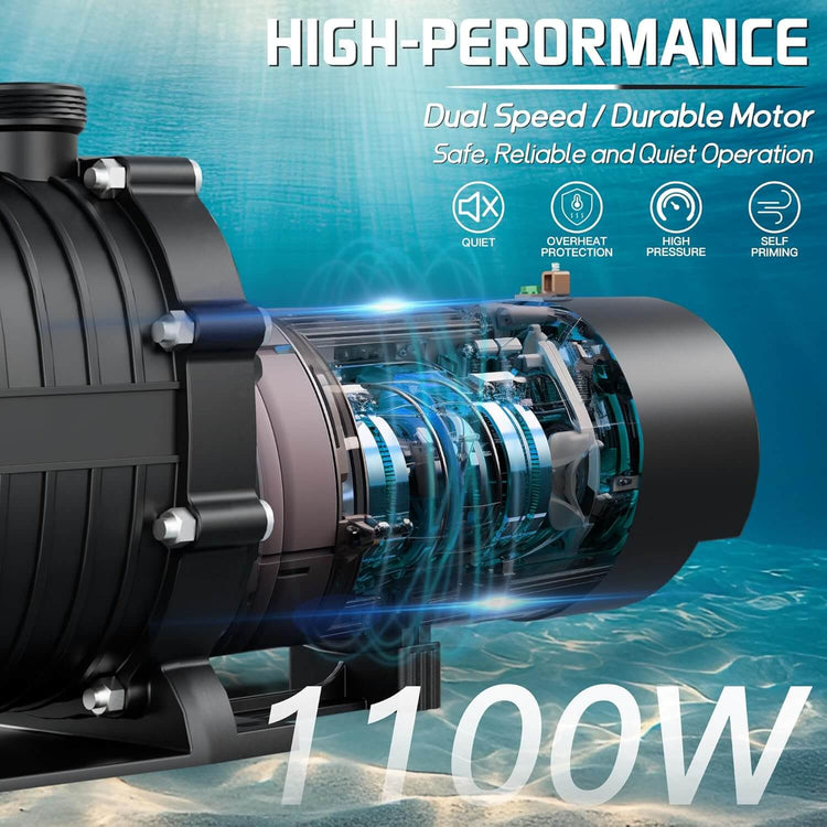 LANCHEZ 1.5HP Dual Speed Above Ground Pool Pump