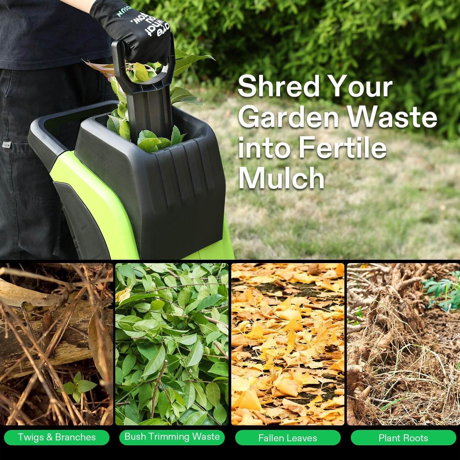 VIVOSUN 15-Amp Electric Wood Chipper/Shredder