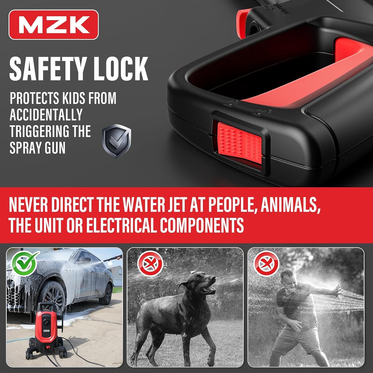MZK Electric Pressure Washer: 4500 PSI, 3.0 GPM, Anti-Tipping, Foam Cannon