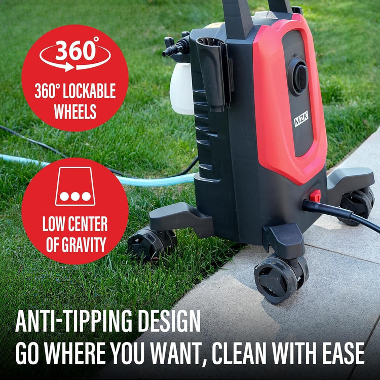 MZK Electric Pressure Washer: 4500 PSI, 3.0 GPM, Anti-Tipping, Foam Cannon