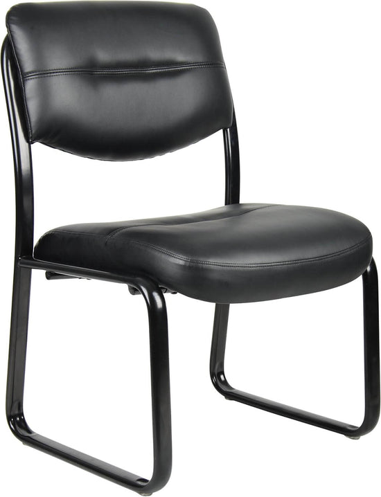Leather Sled Base Office Chair in Black