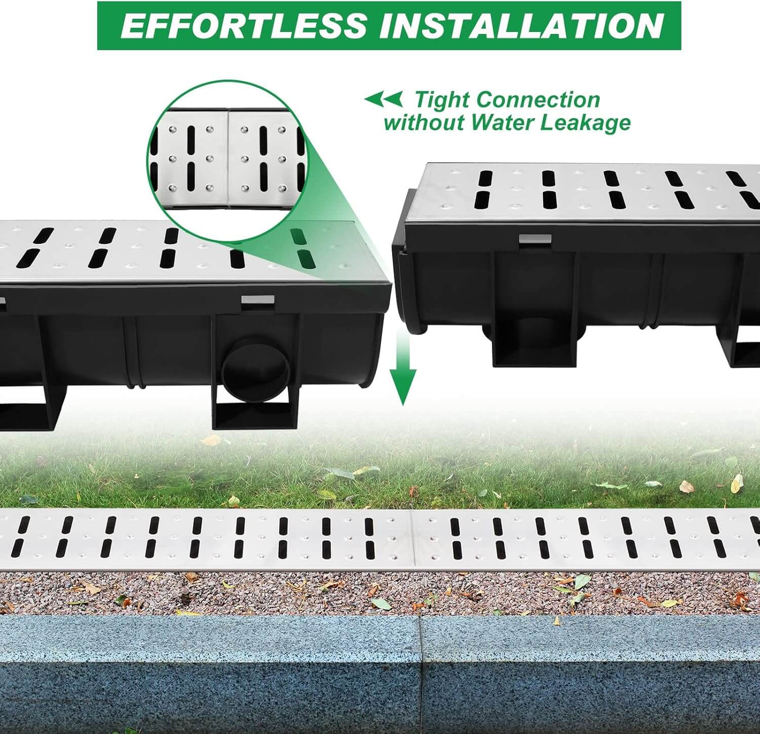 HDPE Channel Drain 39.4x5.9x5.1 Inches