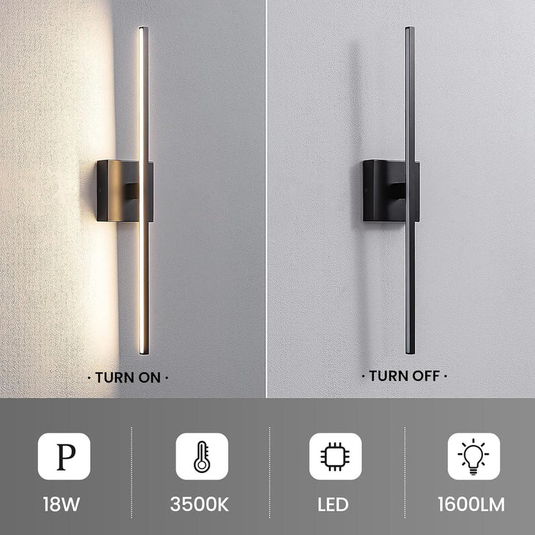Black 24-Inch Dimmable LED Bathroom Vanity Lighting