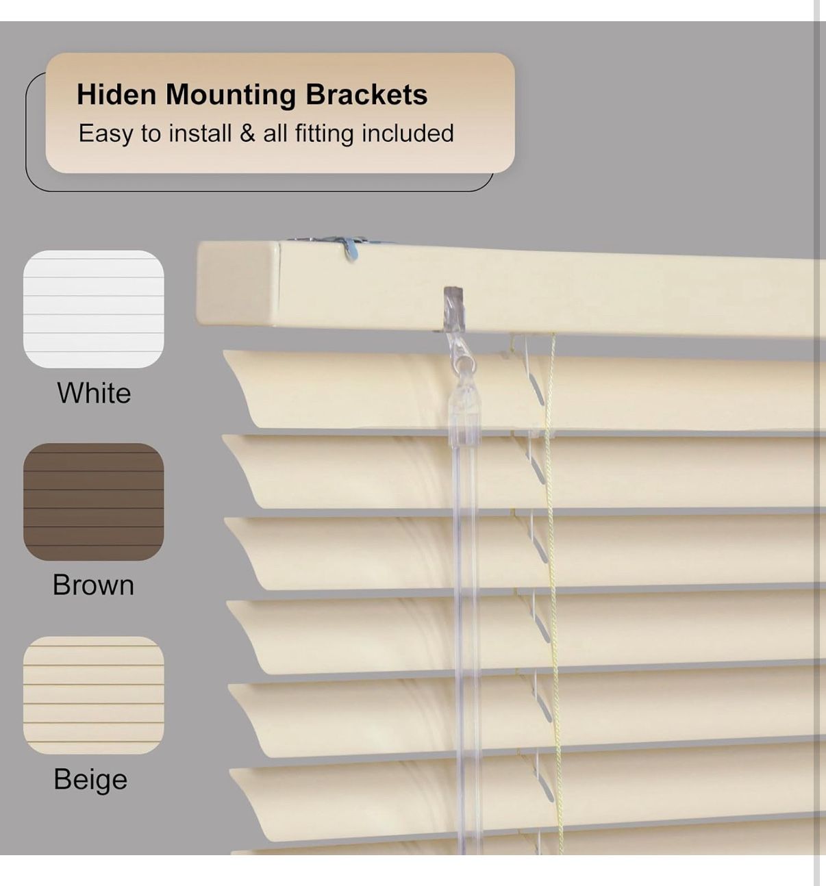 Beige Vinyl L Blind 38"W x 72"H