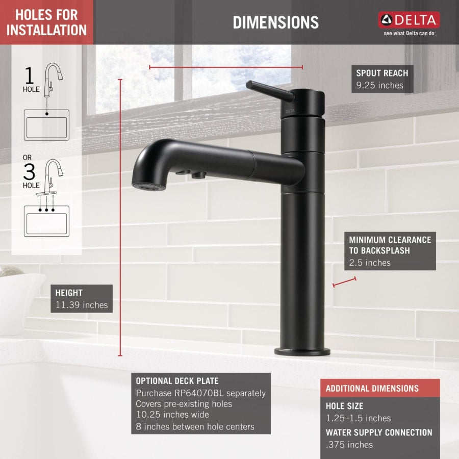 Delta Trinsic Pull-Out Kitchen Faucet with Lifetime Warranty, Modern Design