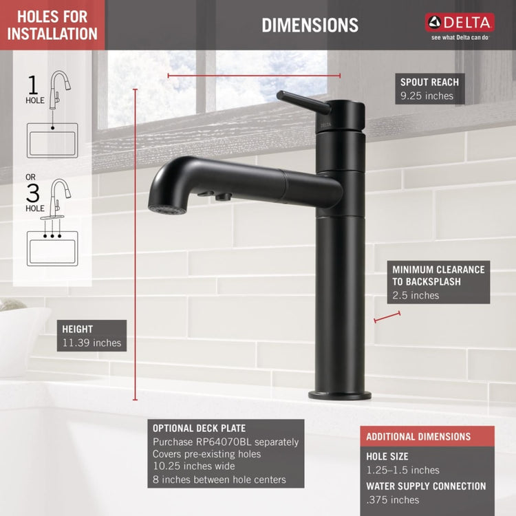 Delta Trinsic Pull-Out Kitchen Faucet with Lifetime Warranty, Modern Design