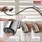 Delta Trinsic Pull-Out Kitchen Faucet with Lifetime Warranty, Modern Design