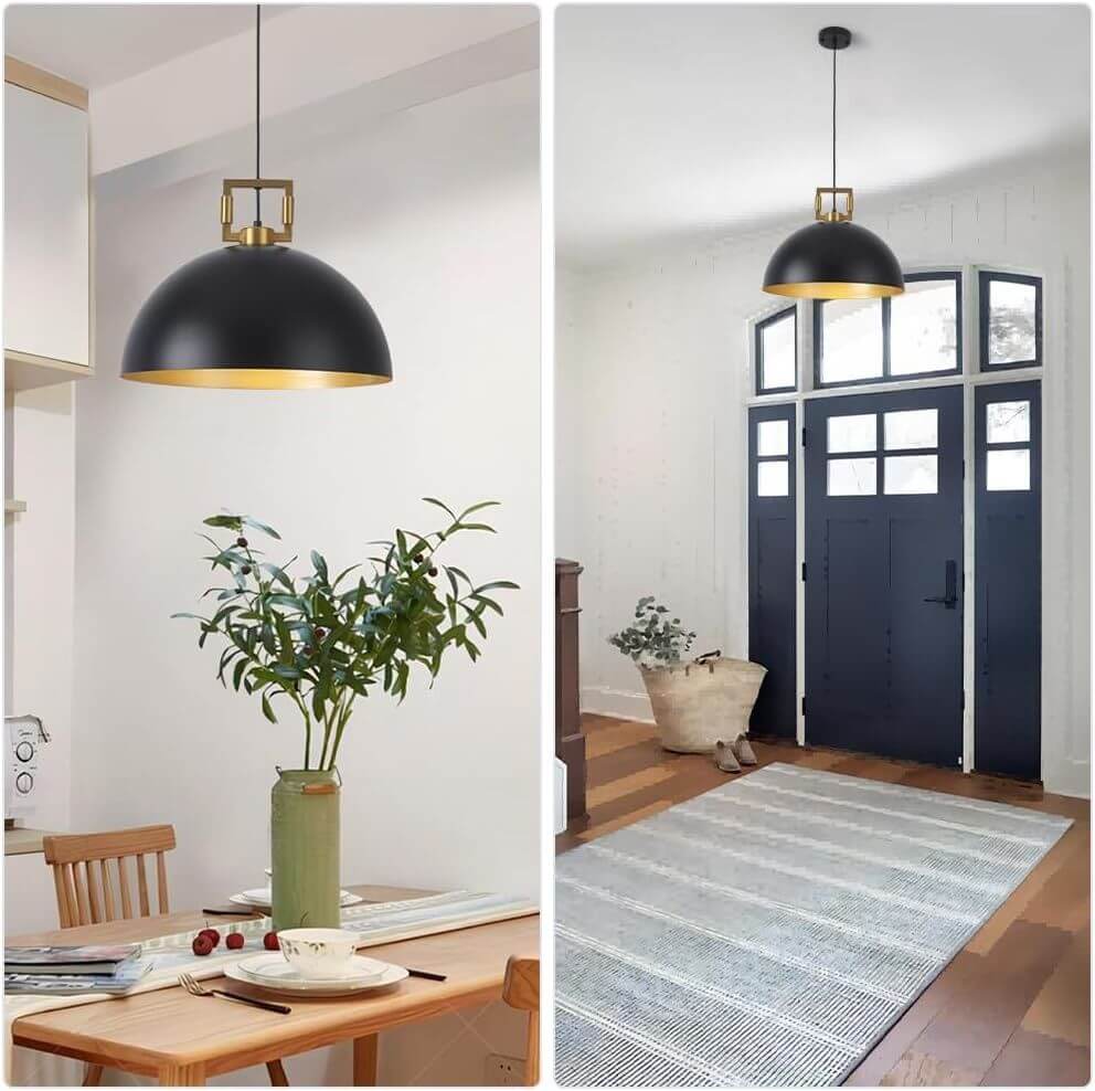 Vintage Farmhouse Black Gold Pendant Light