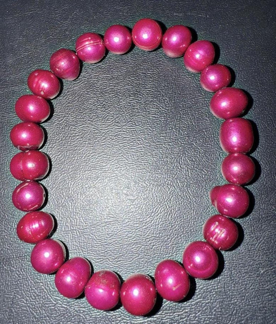 Genuine Freshwater Pearl Bracelets Woven Stretch Bead for Women Ruby Red