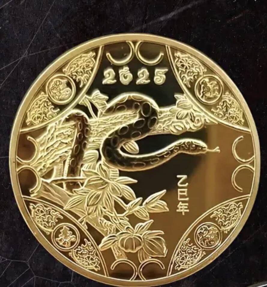 2025 Snake Year Zodiac Colorful Gold Commemorative Coin C-8