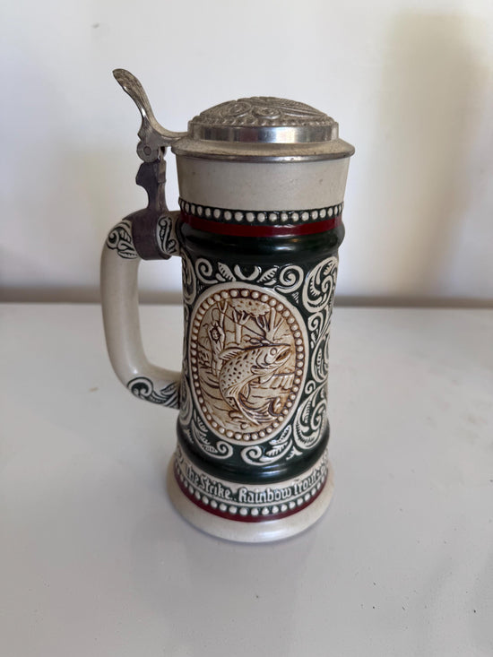 Avon Limited Edition German Style Stein Mug with Silver Flip Top The Strike Rainbow 8.5"