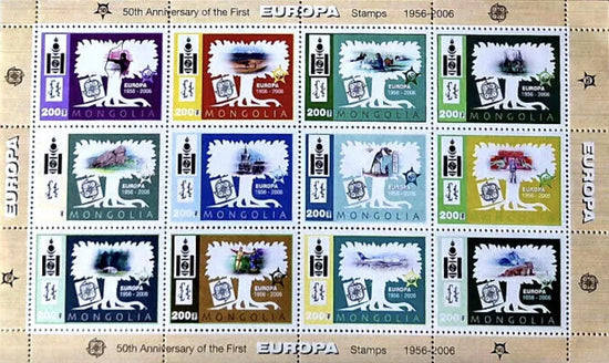 Mongolia 50th Anniversary of the First Europa Stamps 1956-2006 MNH 3 Sheets 48 Stamps