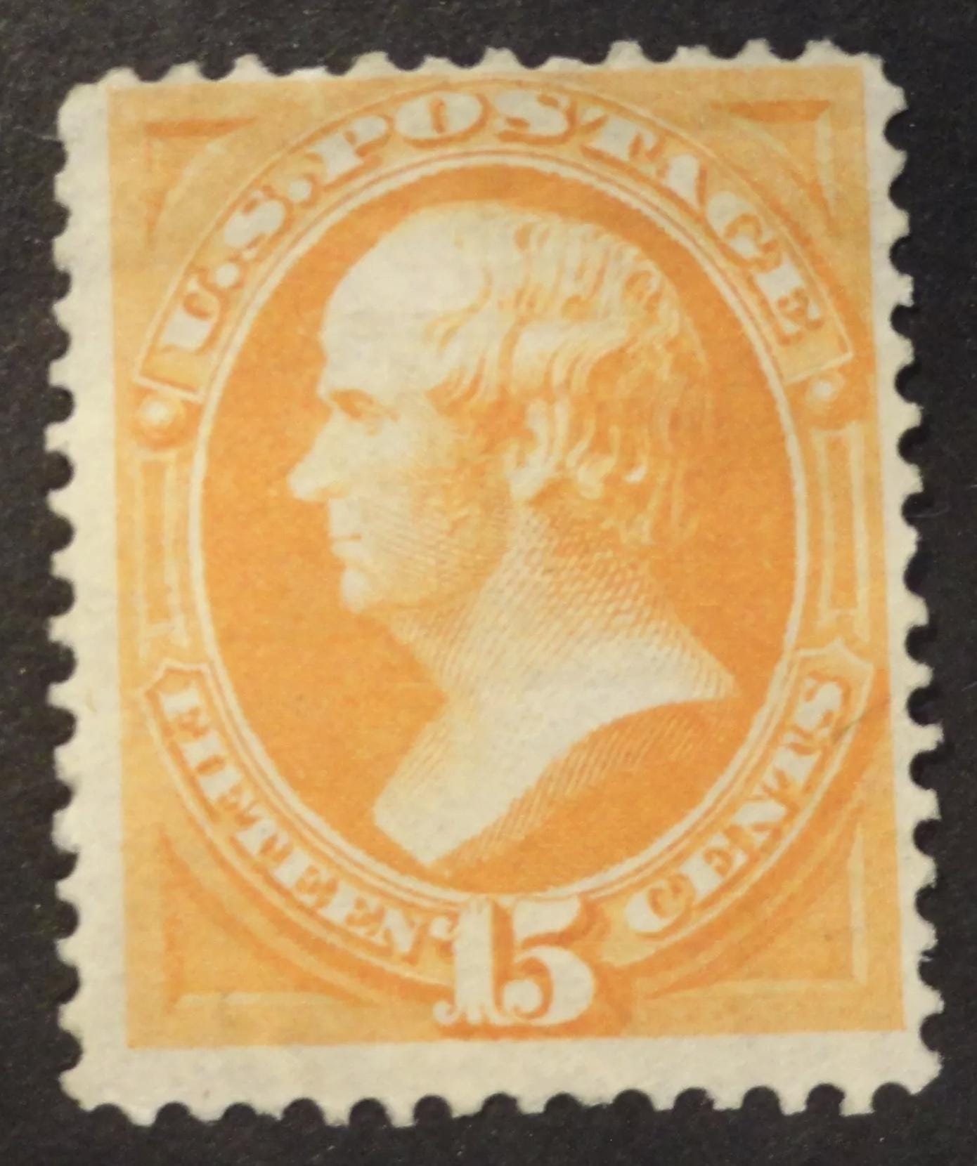 US Stamp #152 Daniel Webster 1870 Deep Orange 15 cents Unused Hinged Catalog Value 3500