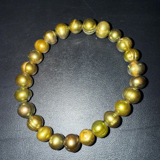 Genuine Freshwater Pearl Bracelets Woven Stretch Bead for Women Green