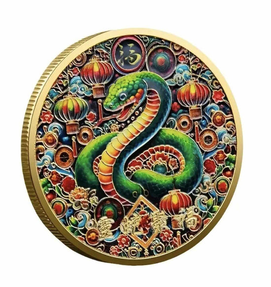2025 Celebrate Happy New Year Colorful Prosperity Gold Commemorative Coin