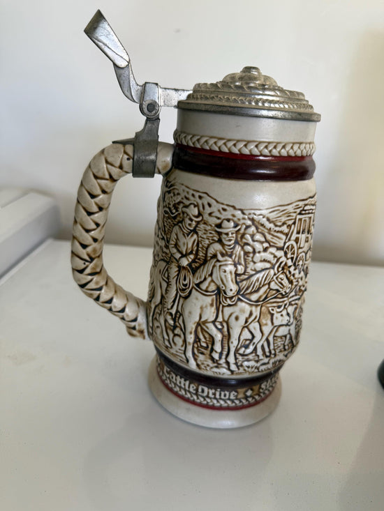 Vintage Avon Beer Stein Handcrafted in Brazil 1980 Cattle Drive