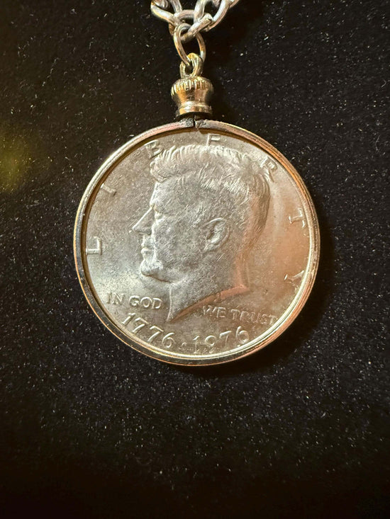 1976 JFK Half Dollar No Mint Mark Set in a Bezel with Necklace