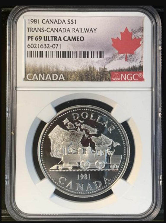 1981 Canada Silver Dollar Trans-Canada Railway NGC PF69 Ultra Cameo