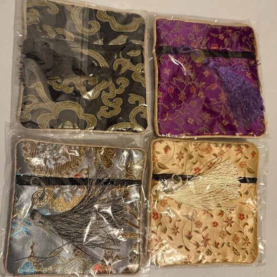 Set of 4 Chinese Satin Silk Purse