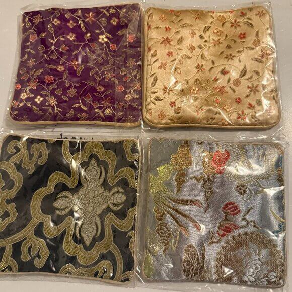 Set of 4 Chinese Satin Silk Purse