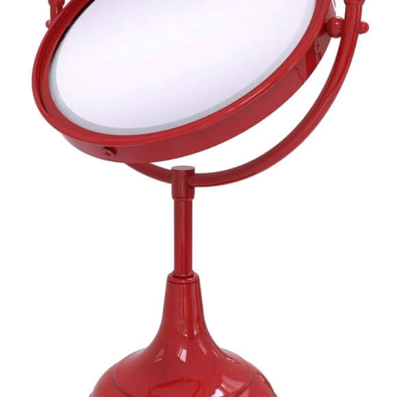 Red Vanity Round Mirror